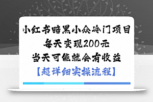 小红书暗黑小众冷门项目每天变现2张当天可能就会有收益